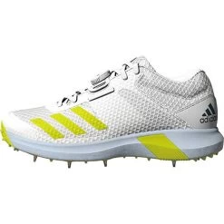 Adipower Vector Mid Spiked Cricket Shoe Yellow 12 Adipower Vector Mid Spiked Cricket Shoe Yellow -Sports Equipment Store Adidas Cricket Vector Mid Cricket Shoes 2021 Yellow Side