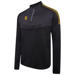 Dual 1/4 Zip Midlayer Performance Top -Sports Equipment Store DU013 Black Amber scaled 1