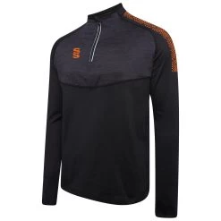 Dual 1/4 Zip Midlayer Performance Top -Sports Equipment Store DU013 Black Orange scaled 1
