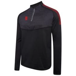 Dual 1/4 Zip Midlayer Performance Top -Sports Equipment Store DU013 Black Red scaled 1