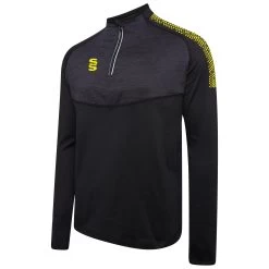 Dual 1/4 Zip Midlayer Performance Top -Sports Equipment Store DU013 Black Yellow scaled 1