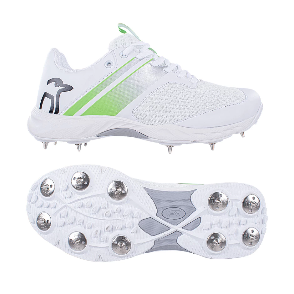 KC 3.0 Spiked Cricket Shoe White Green 3 KC 3.0 Spiked Cricket Shoe White Green