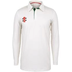 Pro Performance Cricket Shirt Long Sleeve -Sports Equipment Store Pro Performance Ivory Green L s Front