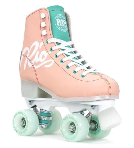 Rio Roller Script Quad Skates Peach / Green - 9 3 Rio Roller Script Quad Skates Peach / Green - 9