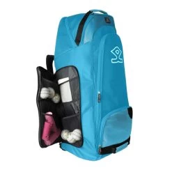 Elite Duffle Wheelie Bag -Sports Equipment Store Shrey Elite Duffle Wheelie Cricket Bag Cyan Open