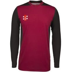 Pro Performance T20 Cricket Shirt Long Sleeve 21 Pro Performance T20 Cricket Shirt Long Sleeve -Sports Equipment Store T20 Long Sleeve Shirt MaroonBlack 2