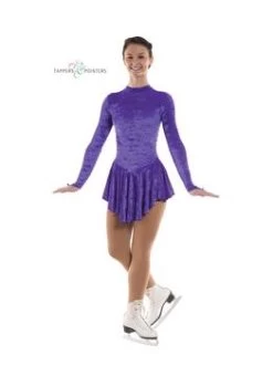 Plain Crushed Velvet Purple Skating Dress